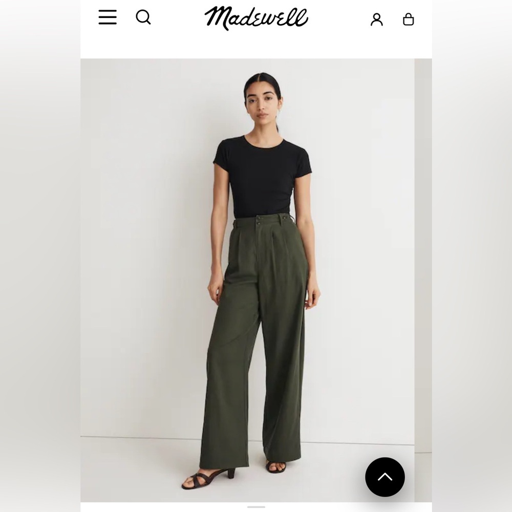 Madewell Olive Green Women's Wide-Leg Pleated Pants NWOT 🩶